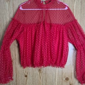 Impulsive Mesh Red Blouse